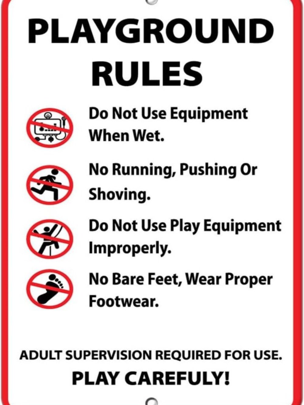 Weatherproof Aluminum Playground Rules Sign - Multiple Sizes for Parks